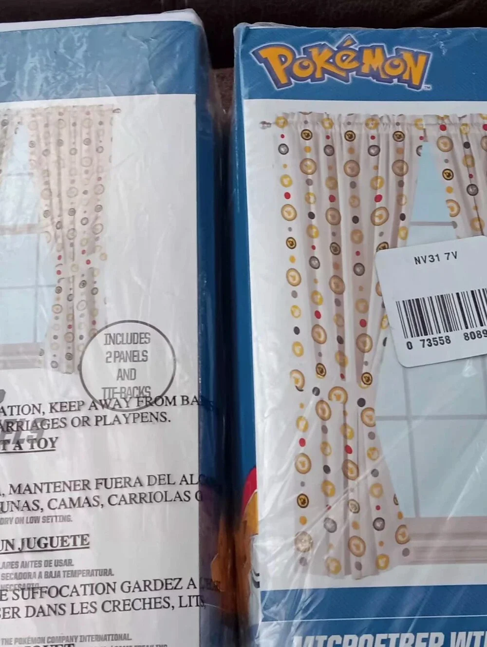 2 Sets Beige Dot Pattern Window Curtain Panels -POKEMON